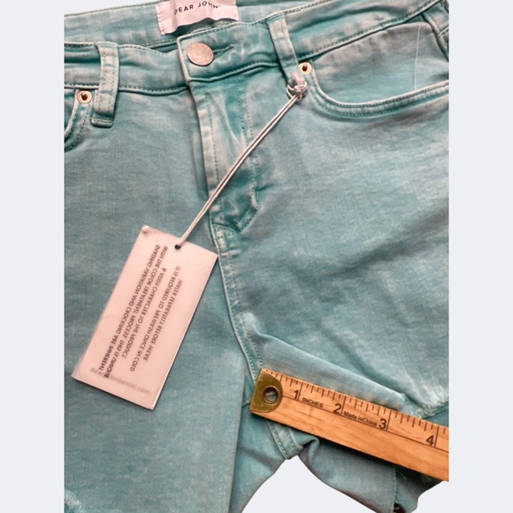 Dear John Shorts Womens 28 Blue Paradise Gigi High Rise Distressed Denim Raw Hem - Picture 11 of 12